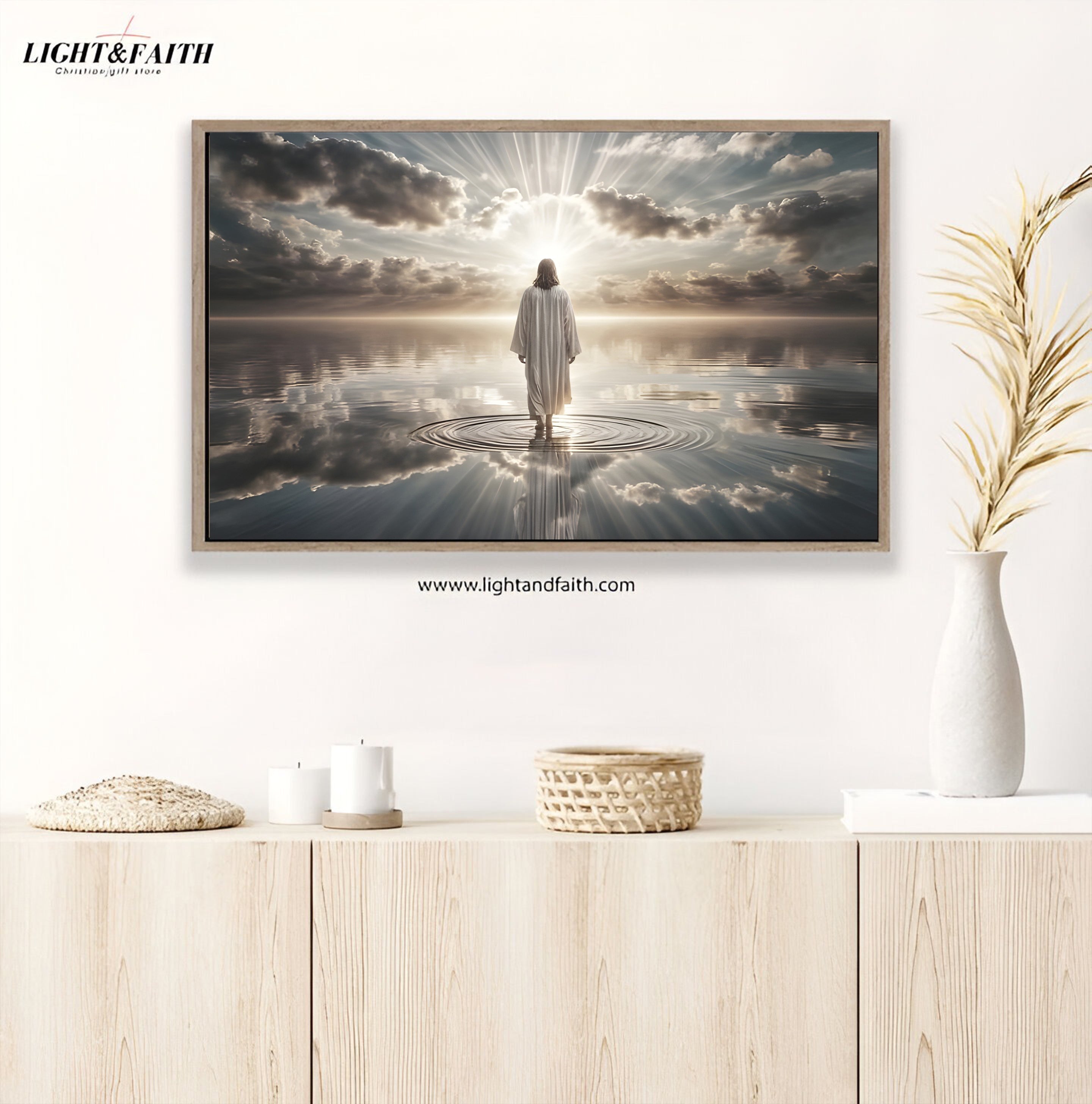 Christian Jesus Walking on Water Poster, Spiritual Wall Art Print, Faith Home Decor, Inspirational Christian Gift, Religious Artwork for Living Room